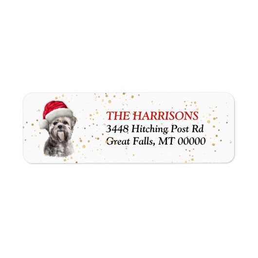 Santa Hat Lhasa Apso Retouradres Etiket (Voorkant)