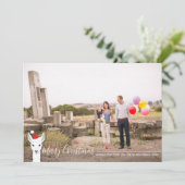 Santa Hat Llama-fotoKerstmis Feestdagenkaart (Staand voorkant)