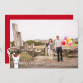 Santa Hat Llama-fotoKerstmis Feestdagenkaart (Voorkant / Achterkant)