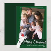 Santa Hat Llama Groen Wit Gekanteld Foto Feestdagenkaart (Voorkant / Achterkant)