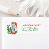 Santa Hat Llama Return-adres Etiket (Insitu)