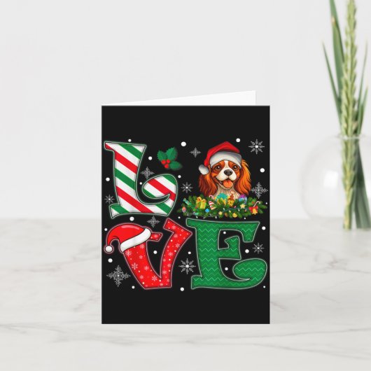 Santa Hat Love Cavalier King Charles Spaniel Dog X Kaart (Voorkant)