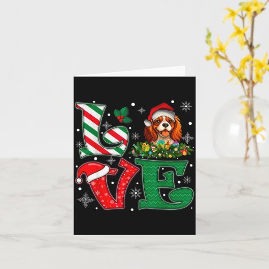 Santa Hat Love Cavalier King Charles Spaniel Dog X Kaart (Gele Bloem)