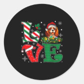 Santa Hat Love Cavalier King Charles Spaniel Dog X Ronde Sticker (Voorkant)