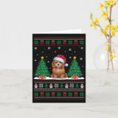 Santa Hat Maltipoo Hond Kerstboom Lights Ugly Kaart (Gele Bloem)
