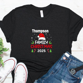 Santa Hat Matching Familienaam Jaar Kerstmis T-shirt