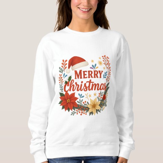 Santa Hat Merry Christmas Sweatshirt (Voorkant)