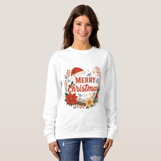 Santa Hat Merry Christmas Sweatshirt (Voorkant volledig)