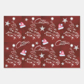 Santa Hat Merry Christmas Tree Pattern Inpakpapier Vel (Voorkant 2)