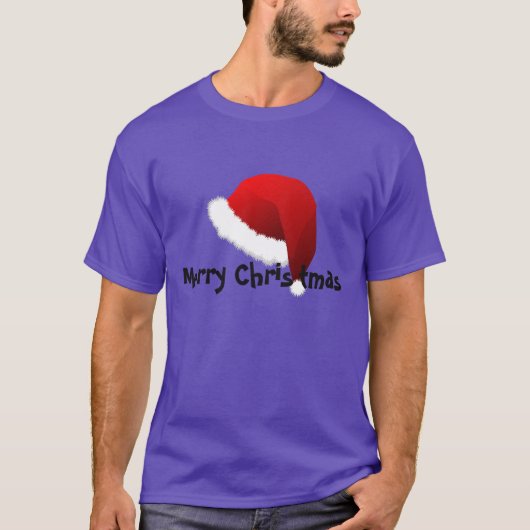 Santa Hat Merry-Shirt voor Kerstmis Paars T-shirt (Voorkant)