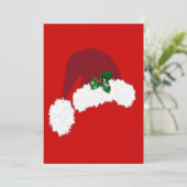 Santa Hat met Holly Invitation Kaart (Staand voorkant)