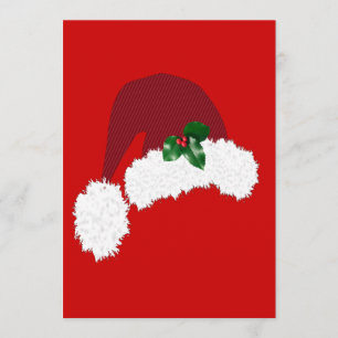 Santa Hat met Holly Invitation Kaart