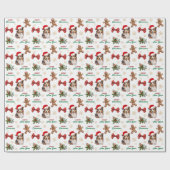 Santa Hat Miniature American Shepherd Christmas Cadeaupapier (Vlak)