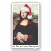 Santa Hat Mona Lisa Kerstmis Sticker (Voorkant)