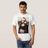 Santa Hat Mona Lisa Kerstmis T-shirt (Voorkant volledig)