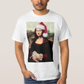 Santa Hat Mona Lisa Kerstmis T-shirt (Voorkant)