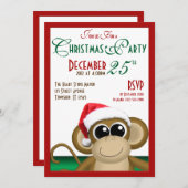 Santa Hat Monkey 5-7-kerstfeestdagen Kaart (Voorkant / Achterkant)