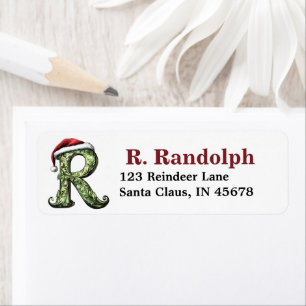 Santa Hat Monogram Etiket