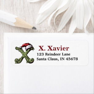 Santa Hat Monogram Etiket