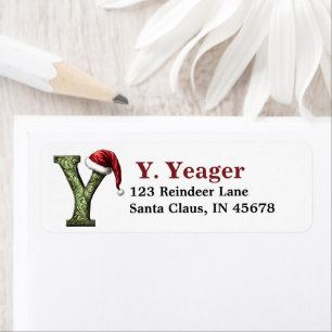 Santa Hat Monogram Etiket