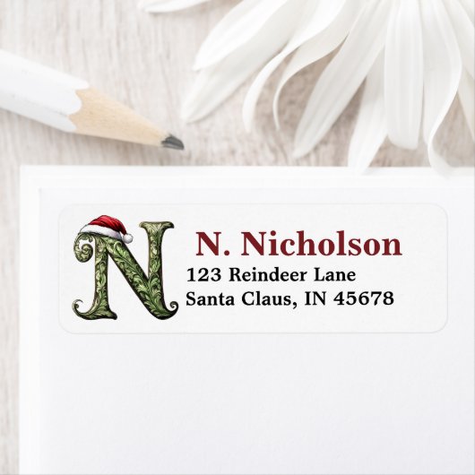 Santa Hat Monogram Etiket (Insitu)