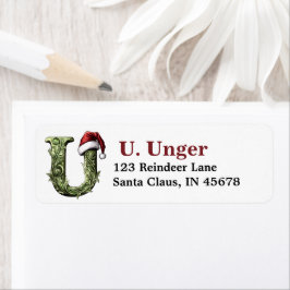 Santa Hat Monogram Etiket