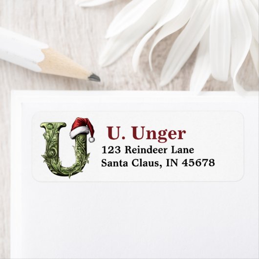 Santa Hat Monogram Etiket (Insitu)