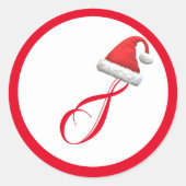 Santa Hat Monogram Ronde Sticker (Voorkant)