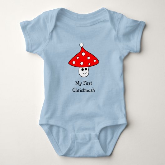 Santa Hat Mushroom Baby Bodysuit (Voorkant)