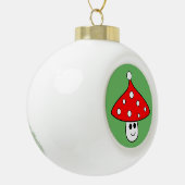 Santa Hat Mushroom Ceramic Ball Ornament (Links)