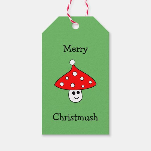 Santa Hat Mushroom Gift Labels Cadeaulabel (Voorkant)