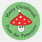 Santa Hat Mushroom Kerst stickers (Voorkant)