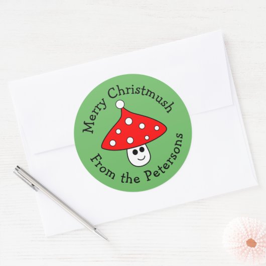 Santa Hat Mushroom Kerst stickers (Envelop)