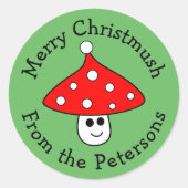 Santa Hat Mushroom Kerst stickers (Voorkant)