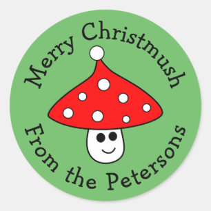 Santa Hat Mushroom Kerst stickers
