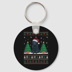 Santa Hat Newfoundland Dog Xmas Tree Lights Ugly S Sleutelhanger