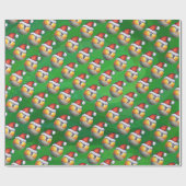Santa Hat Nine Ball Pattern op Green Cadeaupapier (Vlak)