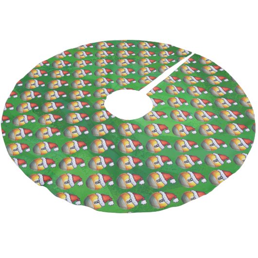 Santa Hat Nine Ball Pattern op Green Kerstboom Rok (Gekanteld)