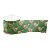 Santa Hat Nine Ball Pattern op Green Satijnen Lint (Spoel)