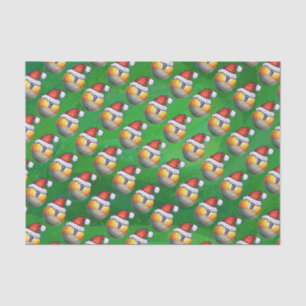 Santa Hat Nine Ball Pattern op Green Tissuepapier