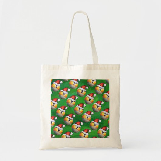 Santa Hat Nine Ball Pattern op Green Tote Bag (Voorkant)