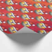 Santa Hat Nine Ball Pattern op Red Cadeaupapier (Hoek)