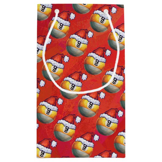 Santa Hat Nine Ball Pattern op Red Klein Cadeauzakje (Achterkant)