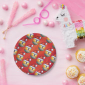 Santa Hat Nine Ball Pattern op Red Papieren Bordje (Feest)