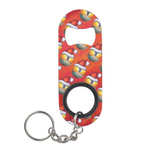 Santa Hat Nine Ball Pattern op Red Sleutelhanger Flessenopener