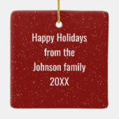 Santa Hat On a Snowy Fence Post Keramisch Ornament (Achterkant)