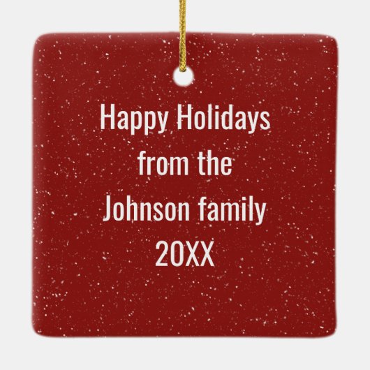 Santa Hat On a Snowy Fence Post Keramisch Ornament (Achterkant)