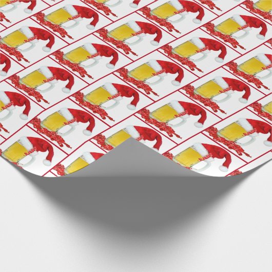 Santa Hat op Beer Mok Cadeaupapier (Hoek)