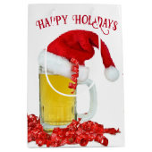 Santa Hat op Beer Mok Medium Cadeauzakje (Voorkant)