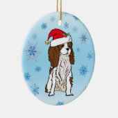 Santa Hat op Cavalier King Charles Keramisch Ornament (Rechts)